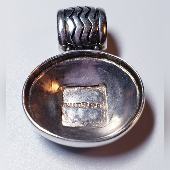 Vintage Sterling Silver Tribal Style Engraved Huge Slide Pendant - Picture 4 of 6